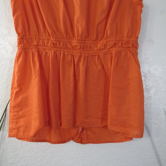 Womens Tank Top Sz M Orange Button Front - Picture 8 of 11